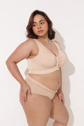 Ruched Modal Front-Open Bra with G-Hook - Nude Almond
