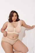 Ruched Modal Front-Open Bra with G-Hook - Nude Almond