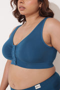 Ruched Modal Front-Open Bra with G-Hook - Airforce