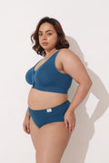 Ruched Modal Front-Open Bra with G-Hook - Airforce