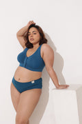 Ruched Modal Front-Open Bra with G-Hook - Airforce