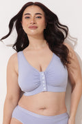 Ruched Modal Front-Open Bra with G-Hook - Mist