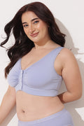 Ruched Modal Front-Open Bra with G-Hook - Mist