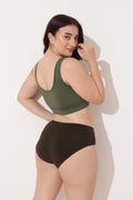 Ruched Modal Front-Open Bra with G-Hook - Forest Green