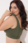 Ruched Modal Front-Open Bra with G-Hook - Forest Green
