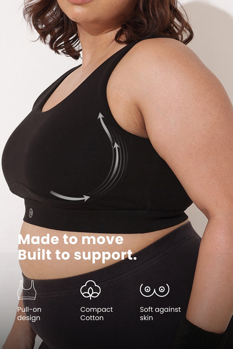 Sculpt & Lift Cotton Sports Bra - Black