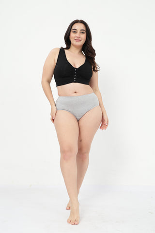 High-Waist Cotton Comfort Hipster (Pack of 4) (Black, Blush, Grey Melange & Light Skin)