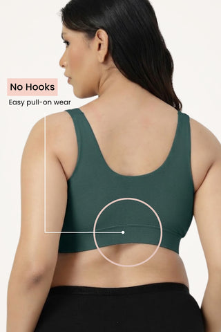 247 (Upgraded) Modal Padded Maternity Feeding Bra - Hunter Green