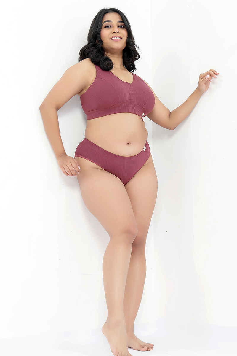 Sera Broad Rib Mid Rise Hipster - Blush
