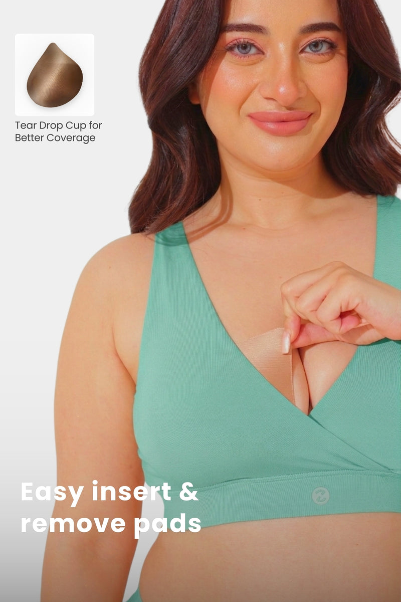 247 (Upgraded) Mint Green Modal Padded Maternity Feeding Bra