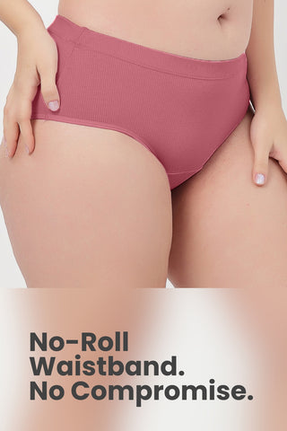 Sera Fine Rib Mid Rise Hipster Pack of 4 - (Blush, Pink, Purple, Black)