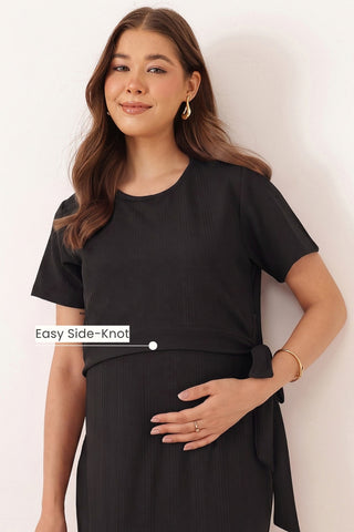 Signature Jacquard Rib Zipless Feeding Dress - Black