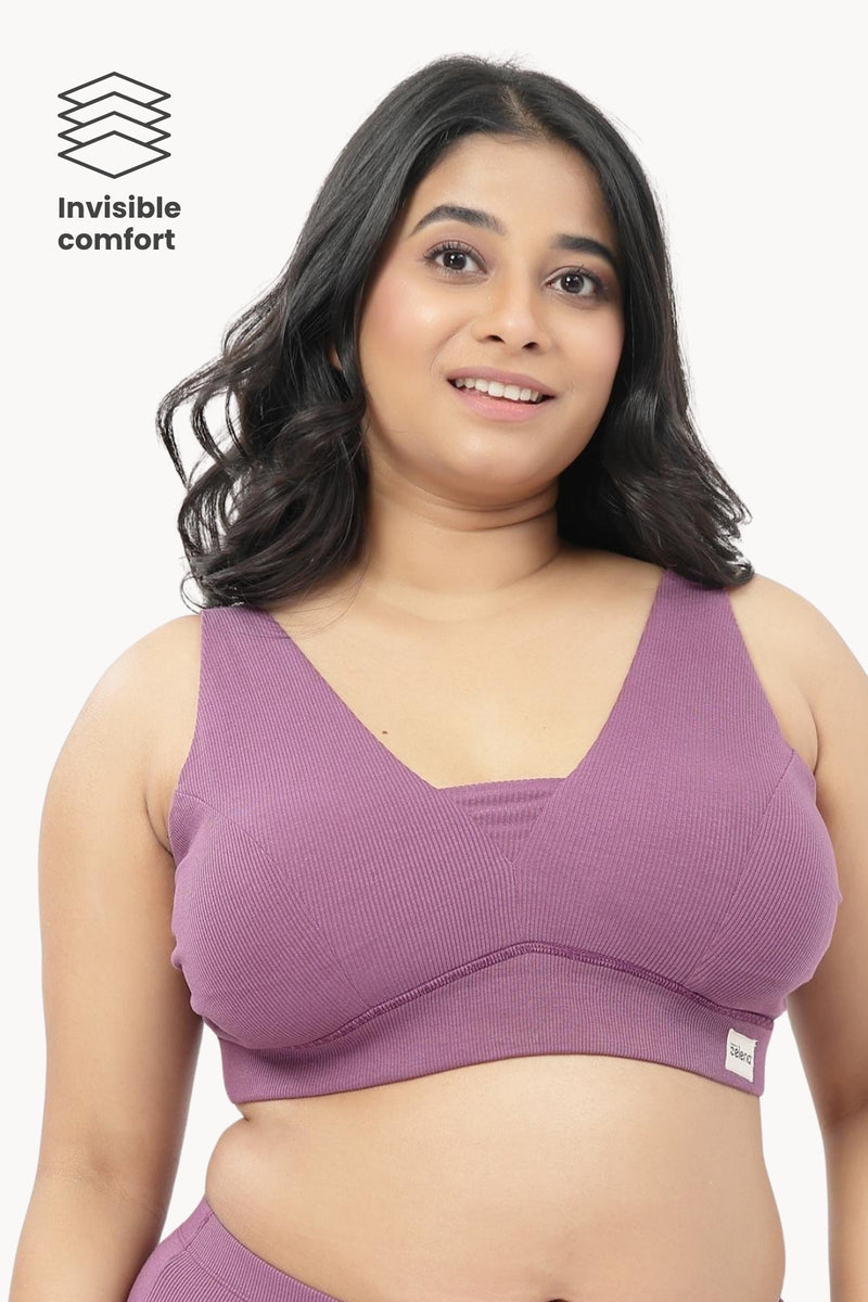 Natural Shape Fine Rib Bra - Purple