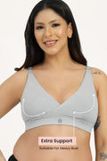 247 Extra Support Cotton Feeding Bra with Adjuster - Grey Melange