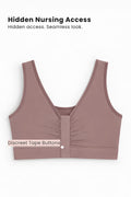 Ruched Tape-Button Nursing Bra - Coco