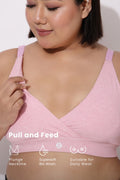 247 Extra Support Cotton Feeding Bra with Adjuster - Melange Pink