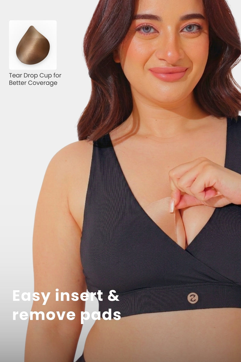 247 (Upgraded) Black Modal Padded Maternity Feeding Bra