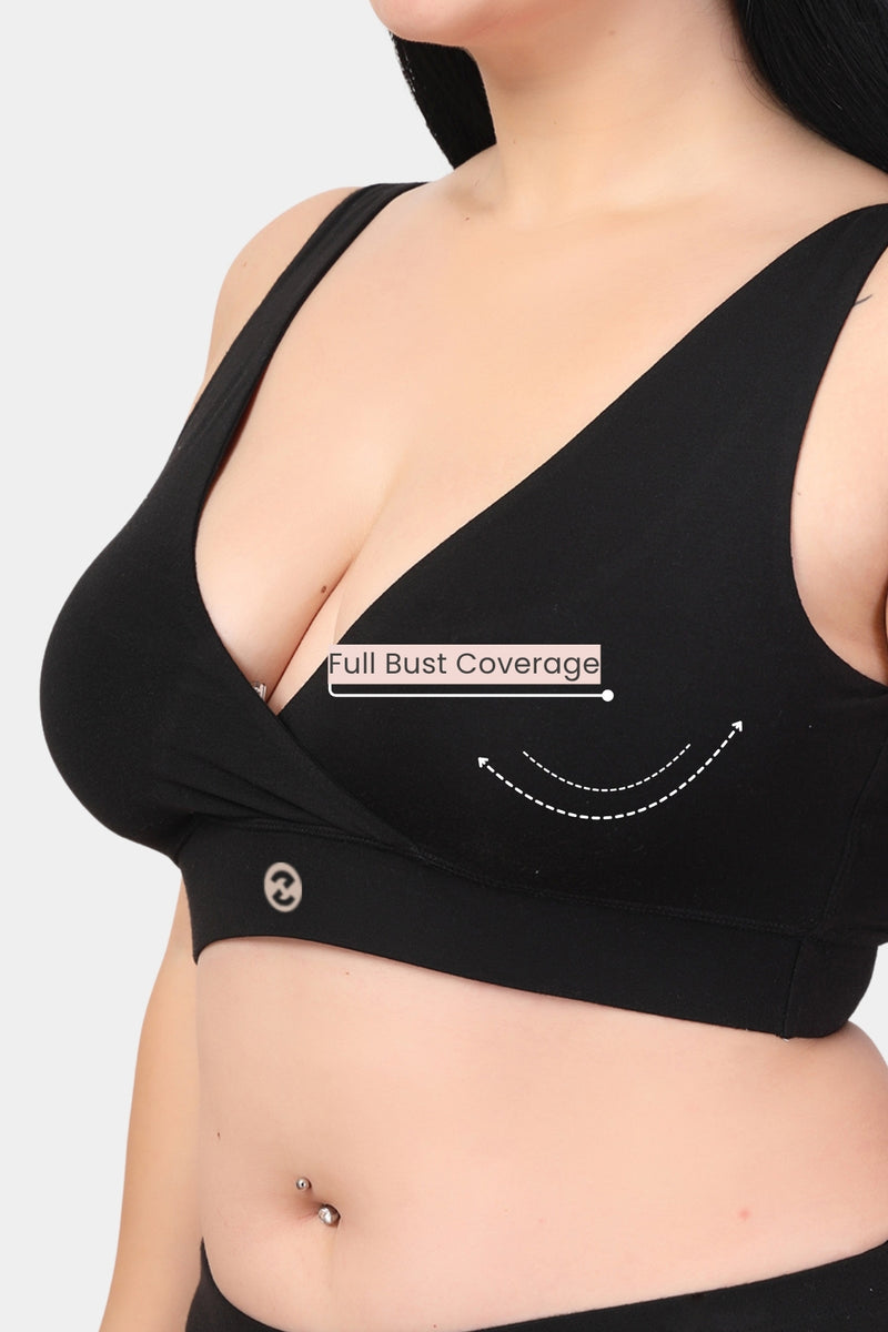 247 (Upgraded) Black Modal Padded Maternity Feeding Bra