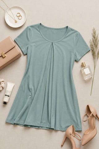 Sage Green Front & Back Pleated Zipless Nursing Top