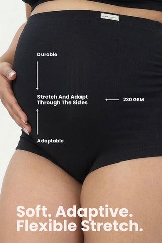 Pregnancy Cotton Panty (Pack of 3) (Skin, Rose Gold & Black)