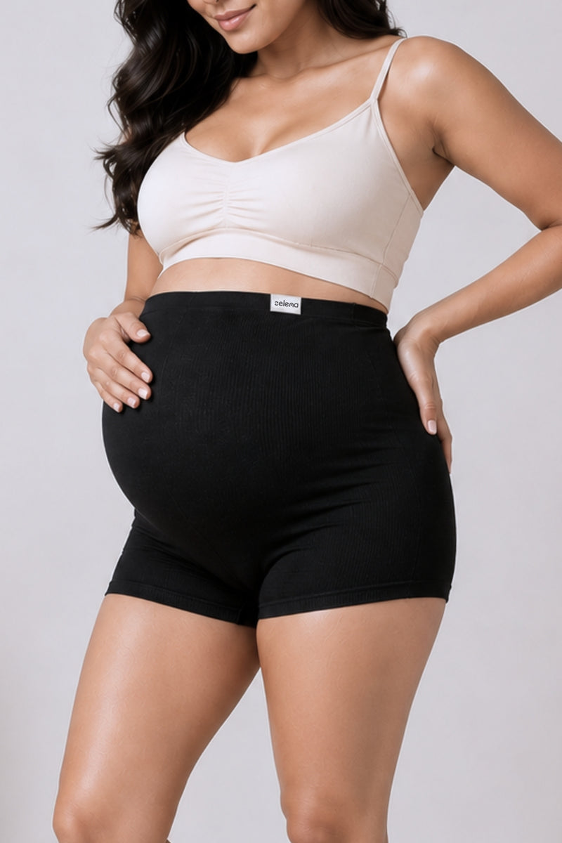 Pregnancy Panty – Over-the-Belly (Rib Textured) - Black