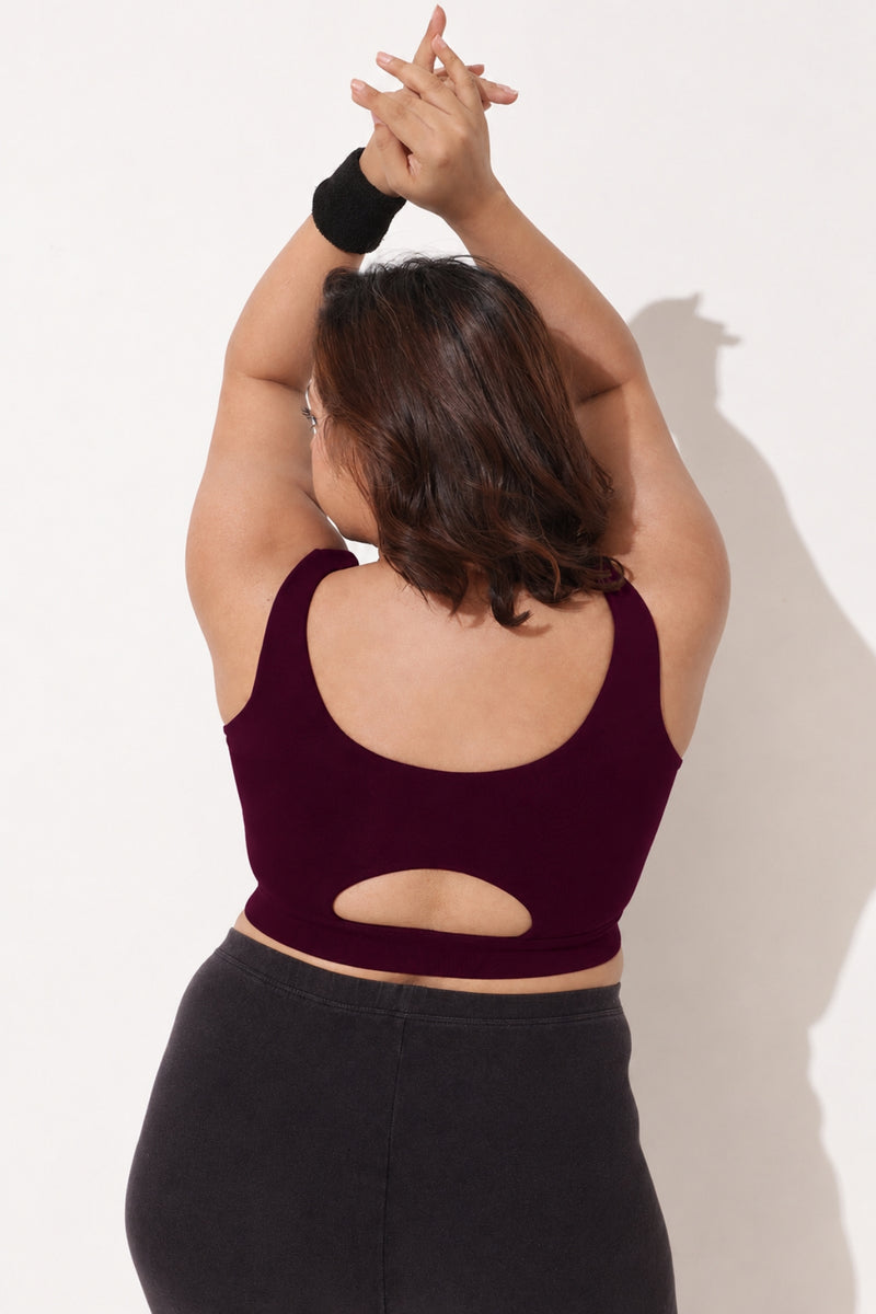 Sculpt & Lift Cotton Sports Bra - Wine