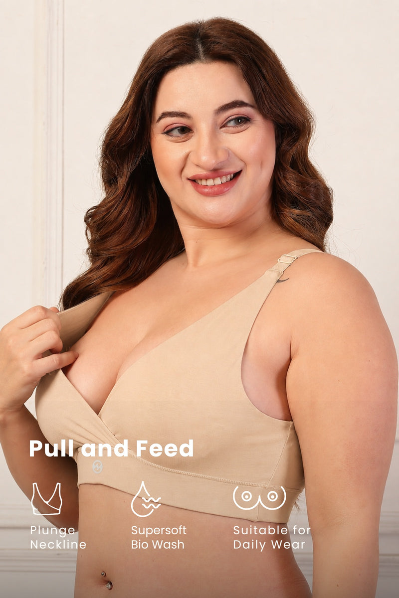 247 Extra Support Cotton Feeding Bra with Adjuster - Butter