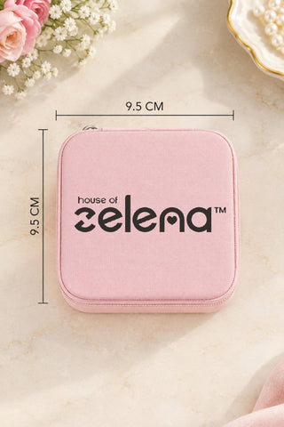 Makeup & Jewellery Organizer Box, size guide: 9.5 x 9.5 cm compact zip box | travel jewellery box by House of Zelena