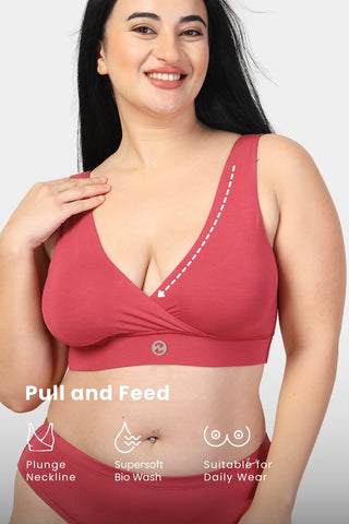 247 (Upgraded) Rustic Red Modal Padded Maternity Feeding Bra