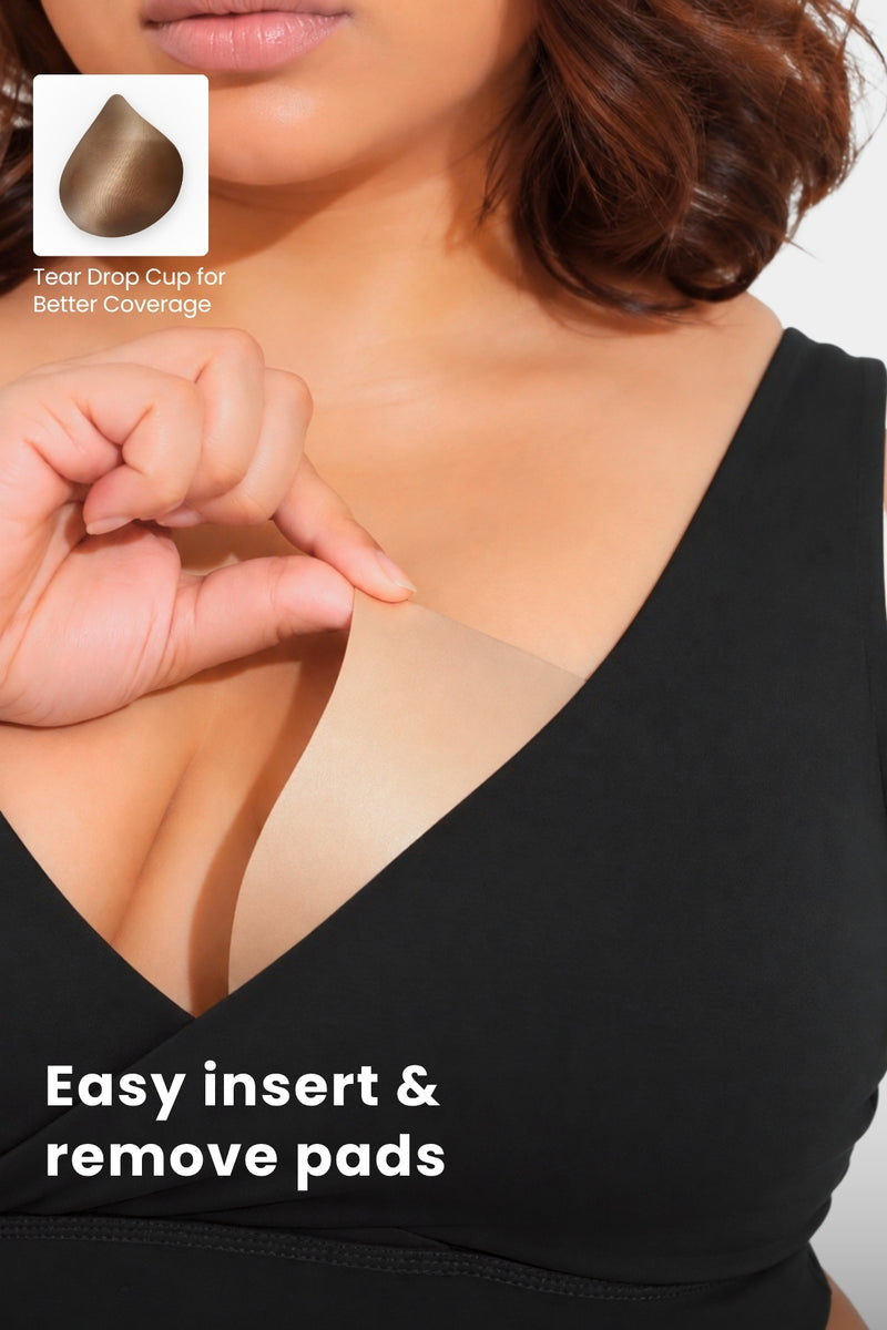 247 (Upgraded) Black Modal Padded Maternity Feeding Bra