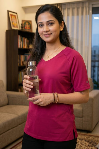 Deep Rose Solid Nursing Top with Side Zip Access