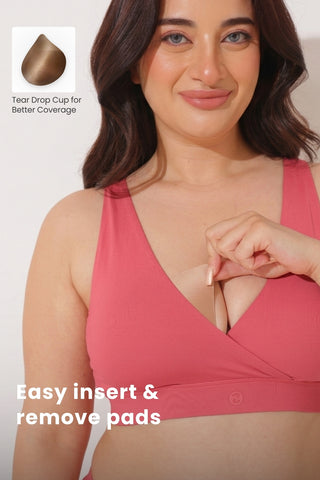 247 (Upgraded) Rustic Red Modal Padded Maternity Feeding Bra