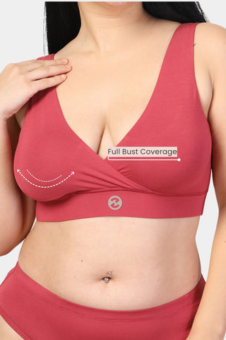 247 (Upgraded) Rustic Red Modal Padded Maternity Feeding Bra