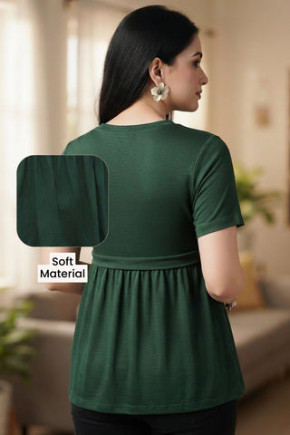 Deep Emerald Maternity Zipless Feeding Gathered Top