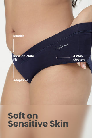 Modal C-Section Panties for Mothers (Pack of 4) (Black, Mauve, Navy & Matcha)