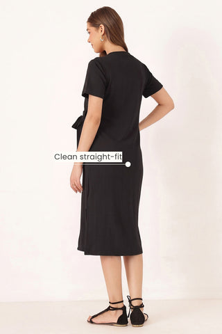 Signature Jacquard Rib Zipless Feeding Dress - Black