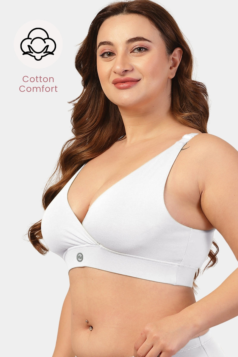 247 Extra Support Cotton Feeding Bra with Adjuster - White