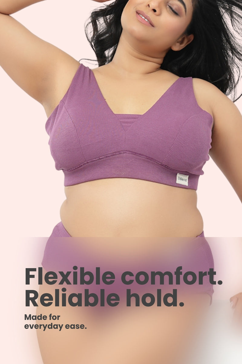 Natural Shape Fine Rib Bra - Purple