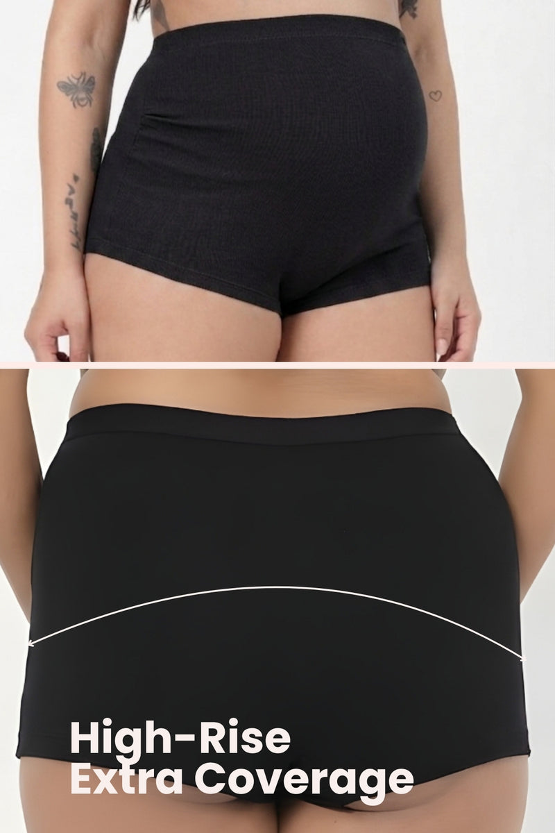 Pregnancy Panty – Over-the-Belly (Rib Textured) - Black
