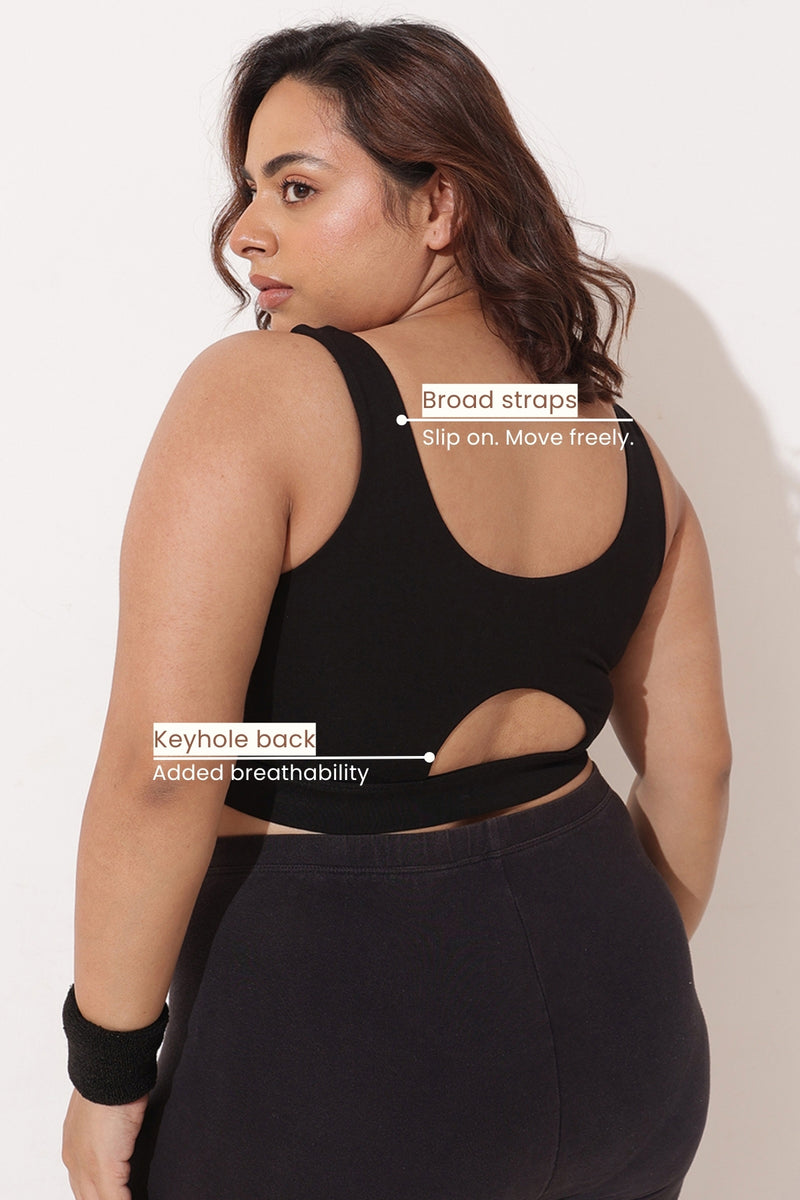 Sculpt & Lift Cotton Sports Bra - Black