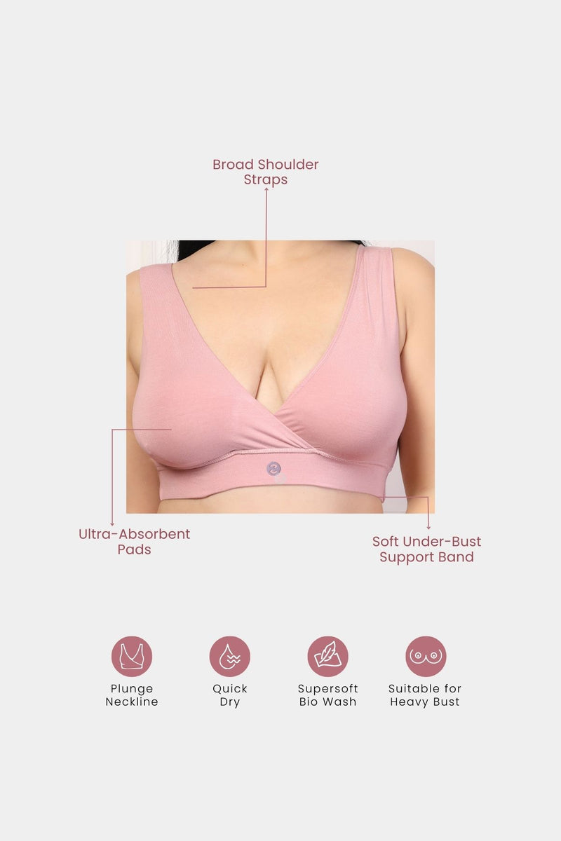 247 (Upgraded) Light Pink Modal Padded Maternity Feeding Bra