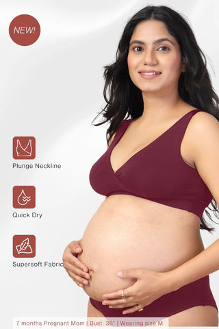 247 Maroon Padded Maternity Feeding Bra