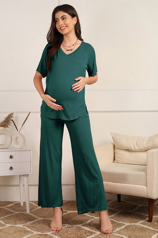 Deep Emerald Maternity Palazzo Set