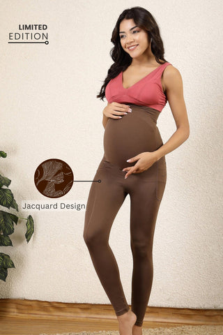 Brown Seamless Legging; garment design prevents friction and irritation.