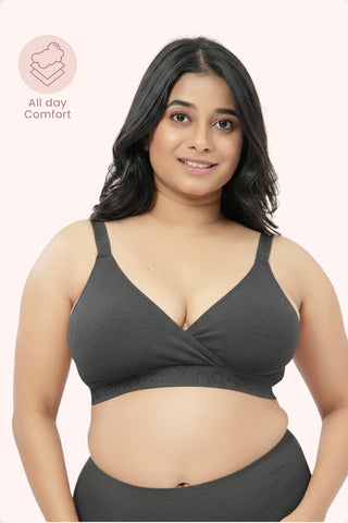 Zena Fine-Rib Bra - Grey Melange