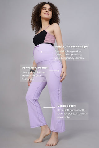 Full Bump-Coverage Lavender Flair Maternity Pants