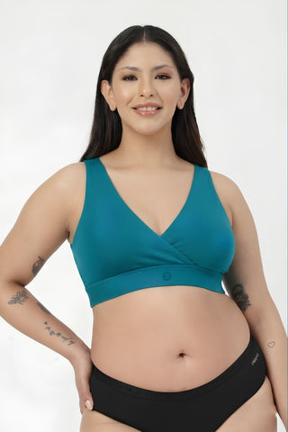 247 (Upgraded) Modal Padded Maternity Feeding Bra - Medium Teal