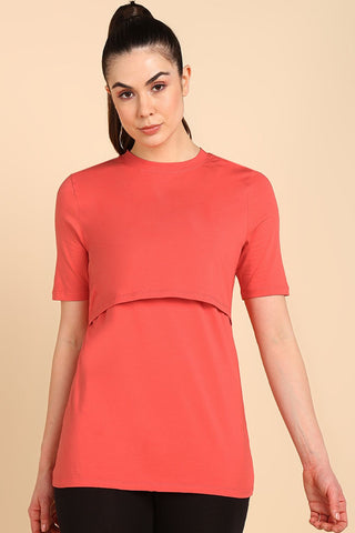 Coral Zipless Maternity Feeding Top