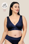Navy Blue Padded Bra; dark color is designed to conceal minor leaks effectively.