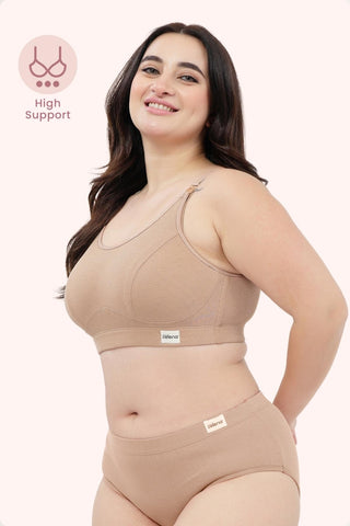 Riva Fine Rib Bra & Mid Rise Panty Set - Skin